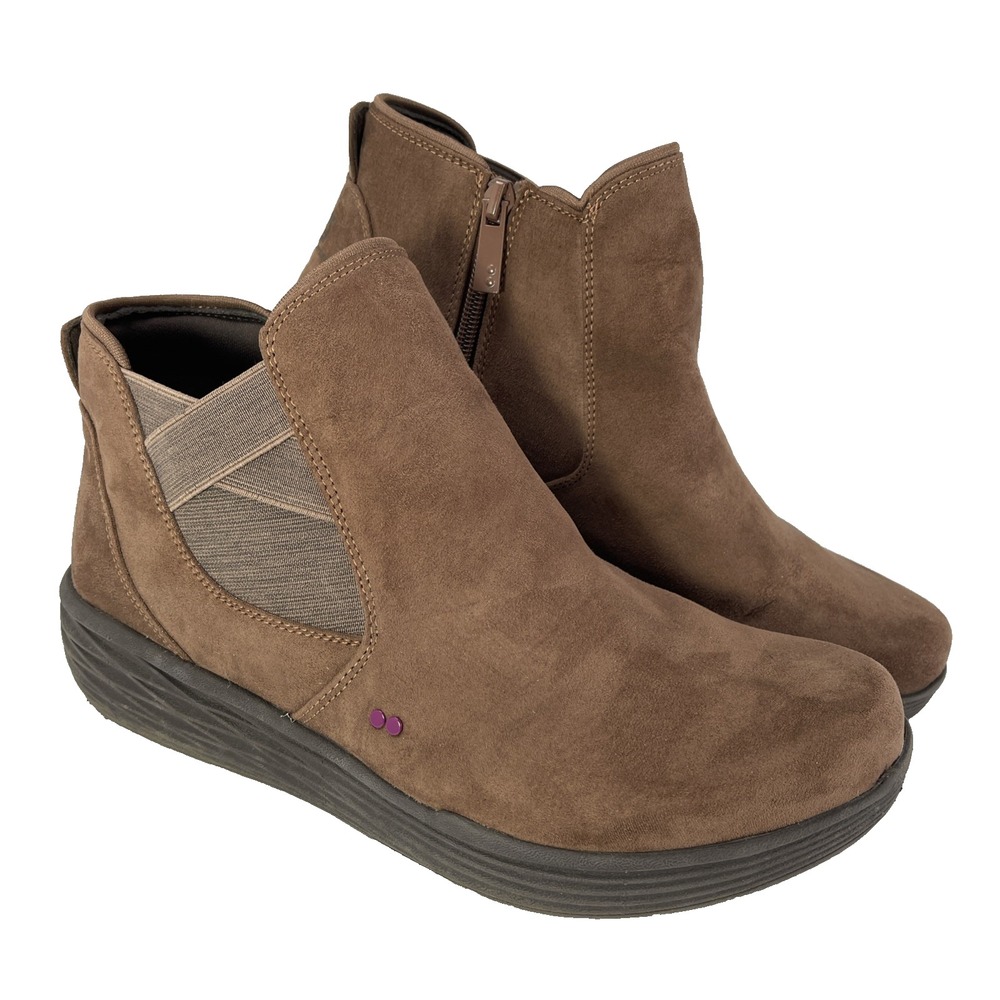 Ryka Noelle 2 Suede Bootie Women's 10W Brown Ankle Boots Stretchy Water Resist